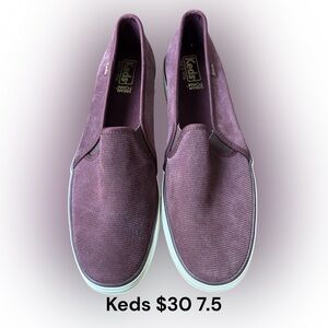 Keds Slip-On Sneakers in Plum and White Trim new